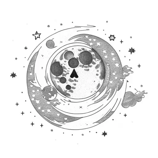 Moon With Stars Hanging Down