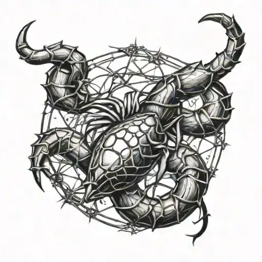 A Luxurious Diamond-encrusted Scorpio Symbol Intertwined With Barbed Wire