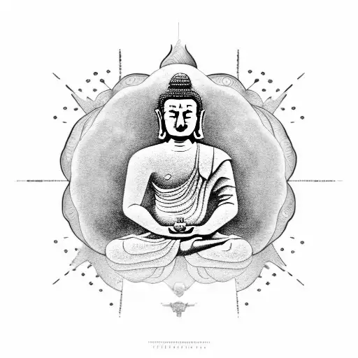 A Buddha Meditating With Musical Notes Surrounding
