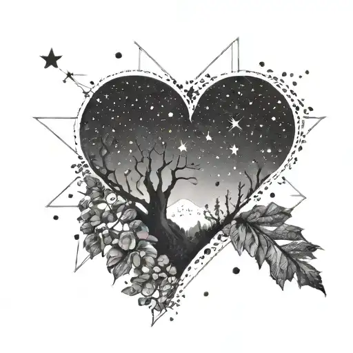 A Constellation Of Stars Forming The Shape Of A Heart With A Nature Background