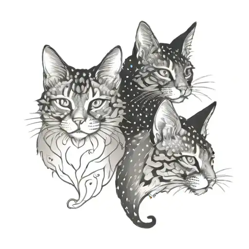 Three-headed Cat With Horns