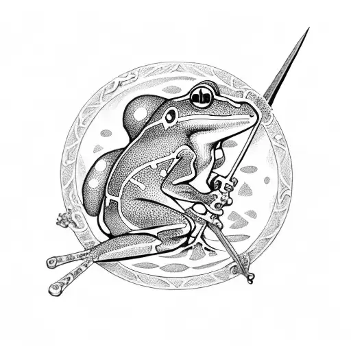 Frog Holding Sword And Shield