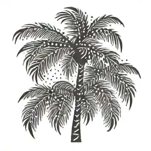 A Palm Tree Made Of Fireworks With Palm Leaves Bursting Into The Night Sky