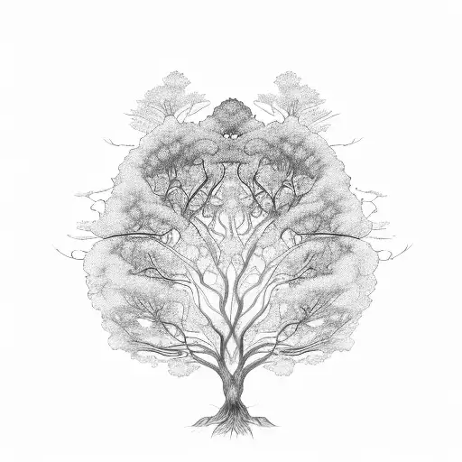 An Intricate Tree With Electrical Circuit Patterns Within Its Branches