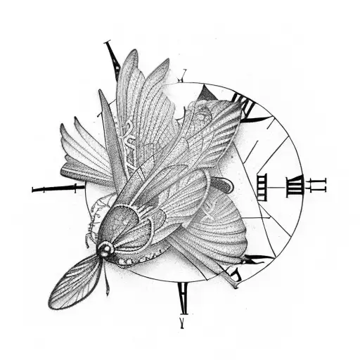 Clock Hands With Moth's Wing