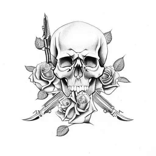Skull And Roses And Revolver