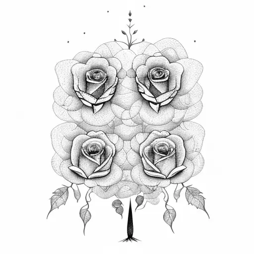 Family Tree With Roses And Clouds