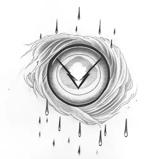 Cloud With Rain And A Lightning Bolt And An Eye In The Middle