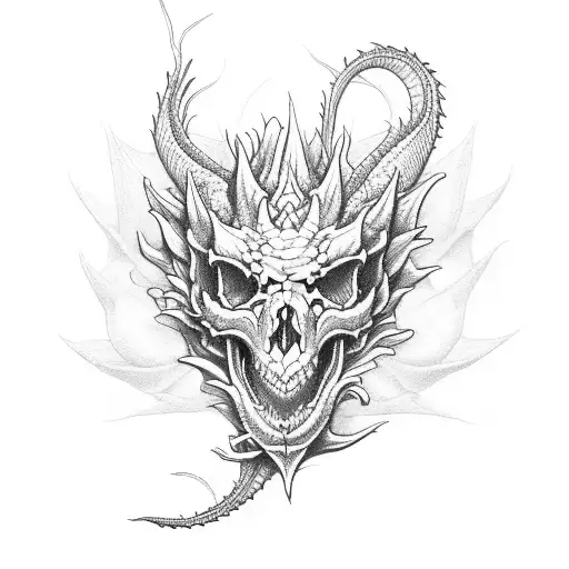 Flowers Dragon Skull