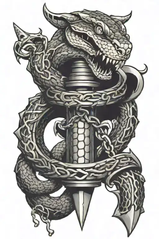 Dagger With Snake And Chain