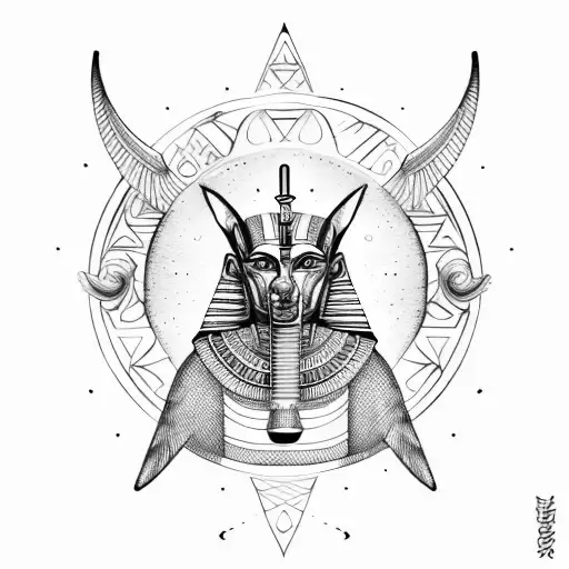Anubis Wearing Egyptian Armor Made Of Magical Seals Runes Sacred Geometry