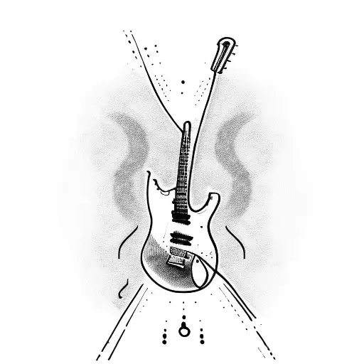 A Guitar With Lyrics Flowing Out As Musical Notes