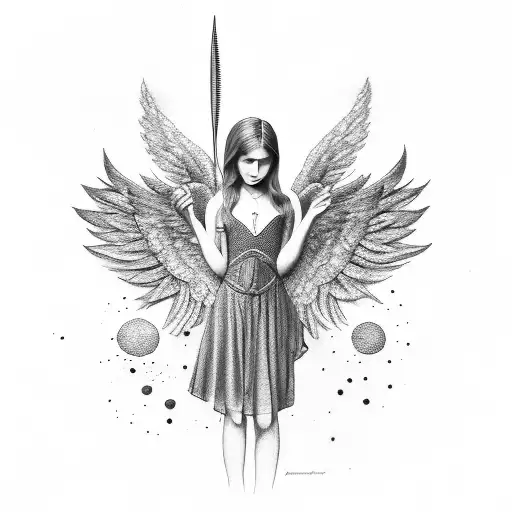 Angel Holding Scale With Heat And Feather