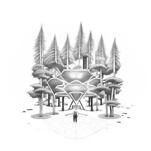 A Futuristic Baseball Stadium Set In A Lush Forest With Anime Characters As Spectators