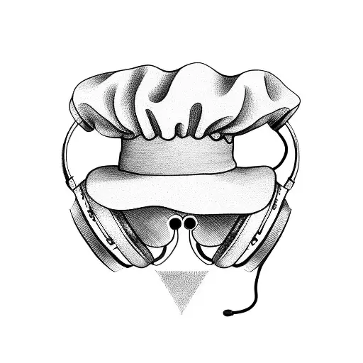 A Chef's Hat With Headphones And Music Notes Intertwined