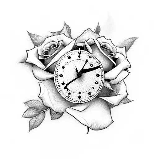 Roses And Clock With Baseball Seems
