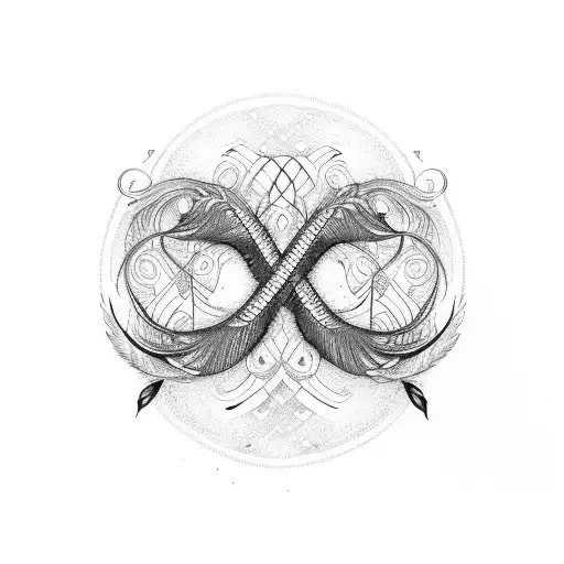 Infinity Symbol With Feather And Text Born To Fly