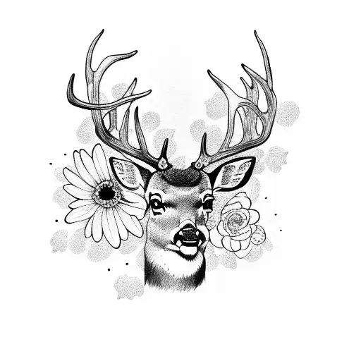 Deer With Flowers