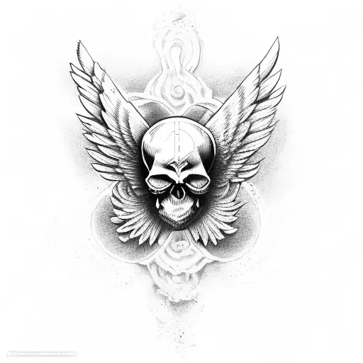 Skull With Airborne Wings