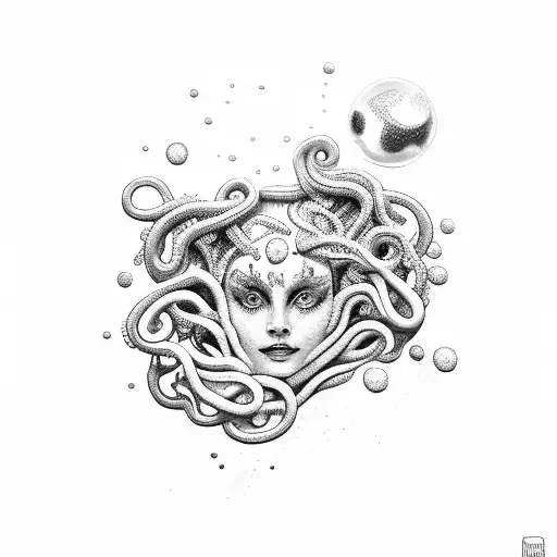 Medusa's Reflection In A Pool Of Water