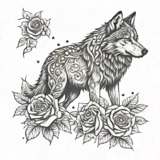 Wolf Blended By Roses
