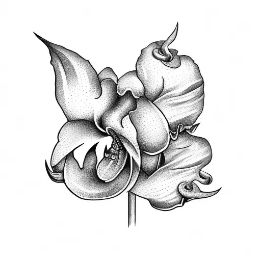 Anchor With Orchid Flower
