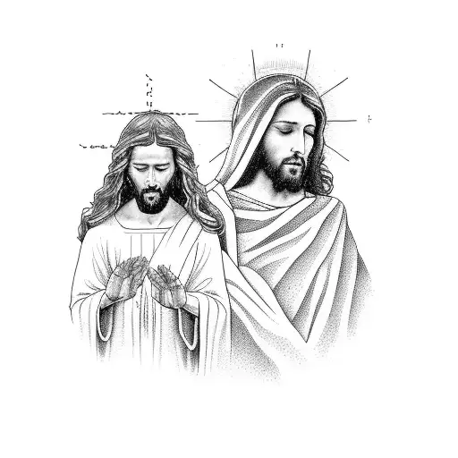 An Ethereal Portrait Of Jesus And Mary Side By Side On Planet Earth