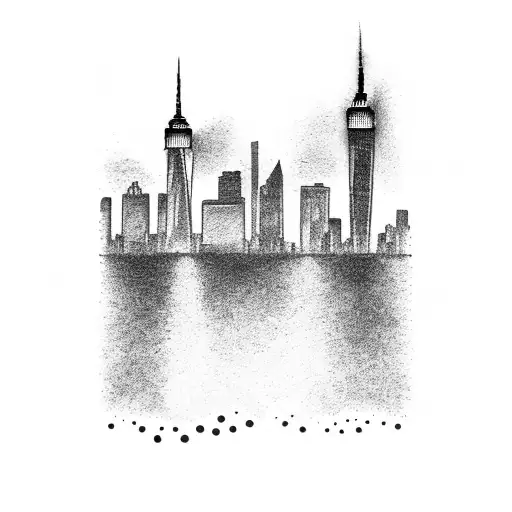 New York City Skyline With The Statue Of Liberty In The Forefront