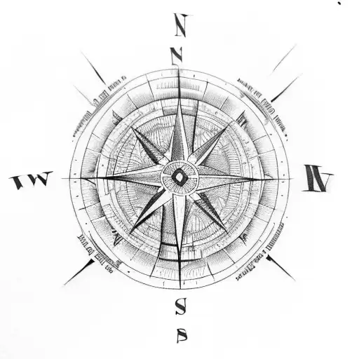 World Map Inside A Compass
