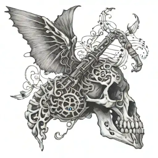 A Mystical Creature Made Of Bones And Music Notes