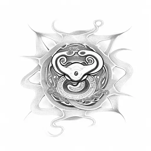 Snake With Small Spider Lilies And Swirls And A Mangekyou Sharingan A Within It