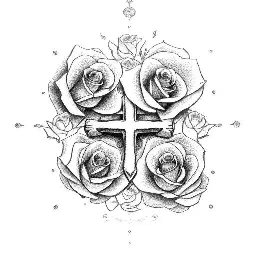 Cross With Roses And Anchor