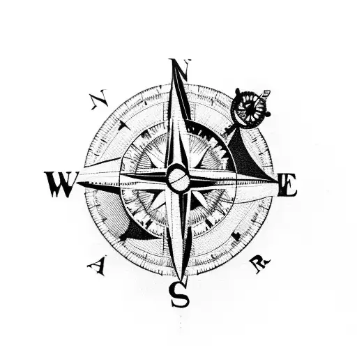 A Vintage Compass With A World Map In The Background