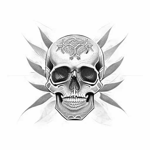 Skull And Bones Weaving Through Plants