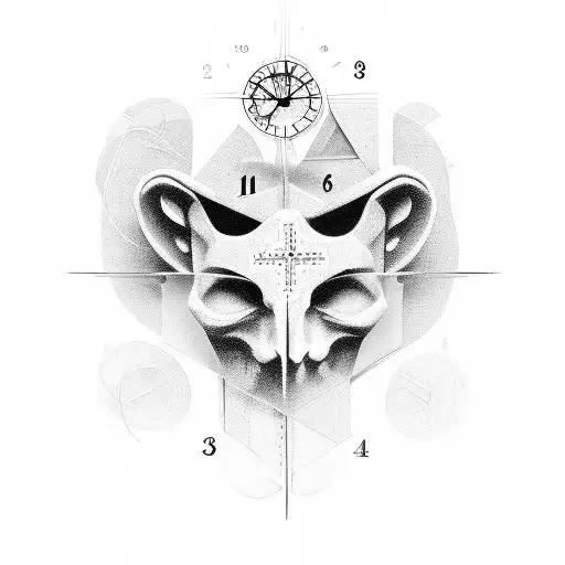 Cross With Face And Clock