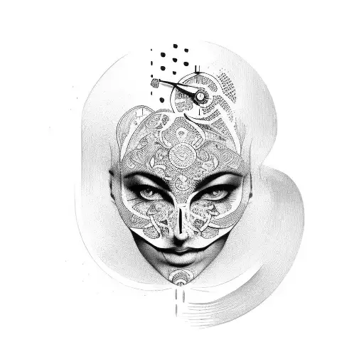 Cross With Face And Clock