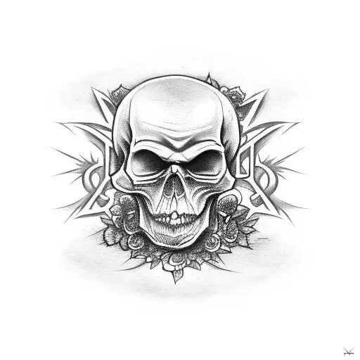 Harry Potter The Dark Mark Snake And Skull Softened With Flowers Behind It