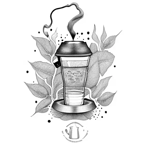 Coffee Plant Tattoo With French Press