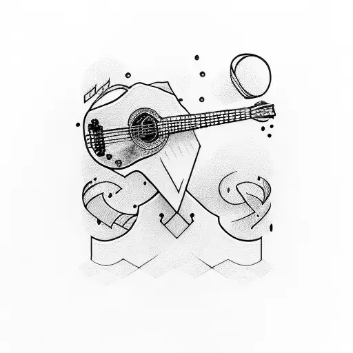 A Guitar And A Shawarma Intertwined To Create A Harmonious Design