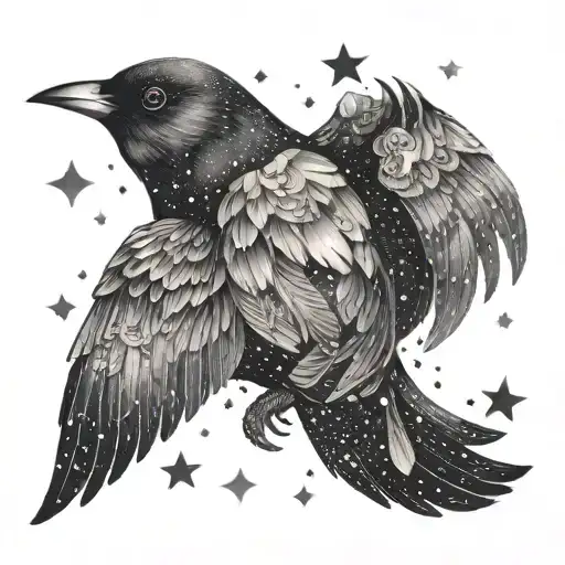 A Fantasy-inspired Bird With Wings Made Of Galaxies And Stars