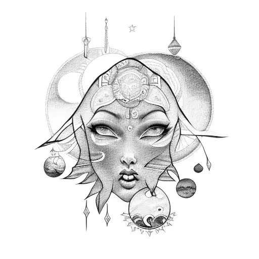 3 Women With A Sun Moon And Star Heads