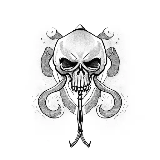 Reaper With Scythe Hanging Down To The Left