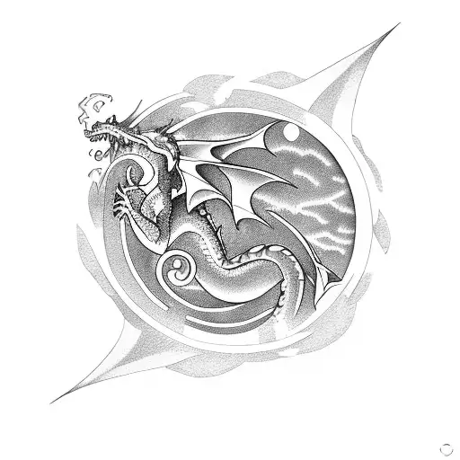 A Keyhole With A Mystical Dragon Emerging From It