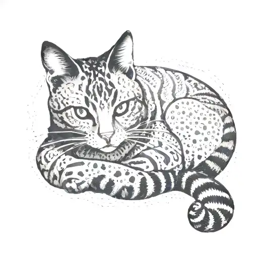 Black And White Cat Lounging