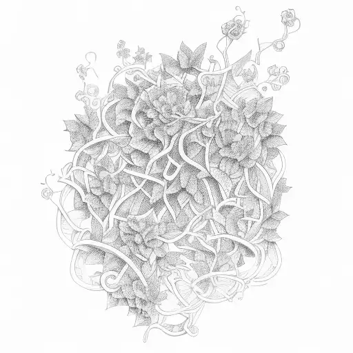 A Music Staff Made Of Intertwined Vines With Flowers As Notes