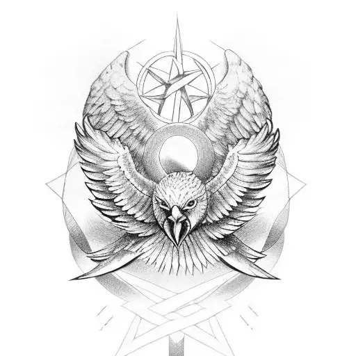 Pentagram With Eagle Wings