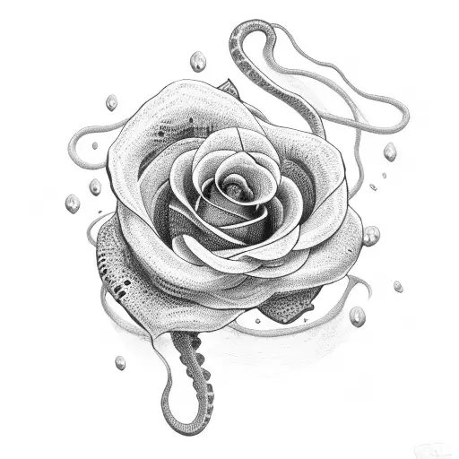 Snake Wrapped In A Rose