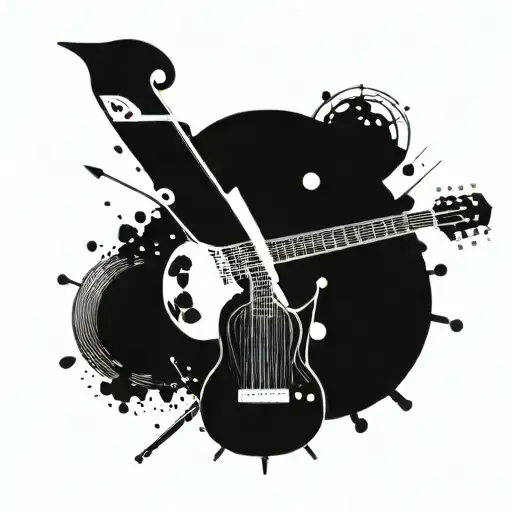 An Abstract Design Incorporating Musical Symbols And Tools Of A Surface Conservator