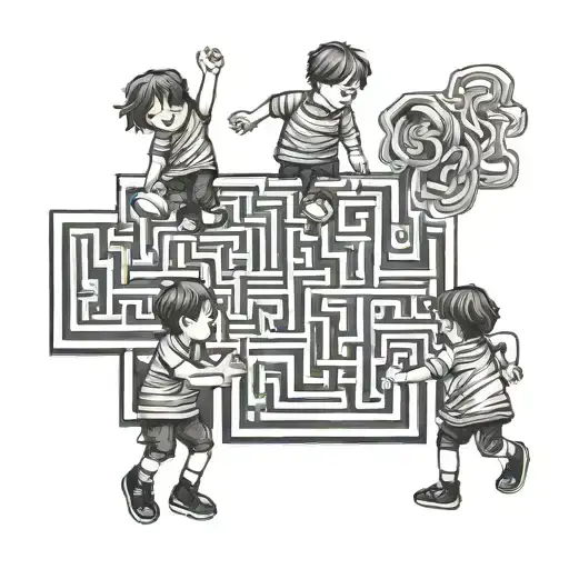 A Group Of Children Playing With A Maze Representing Perseverance