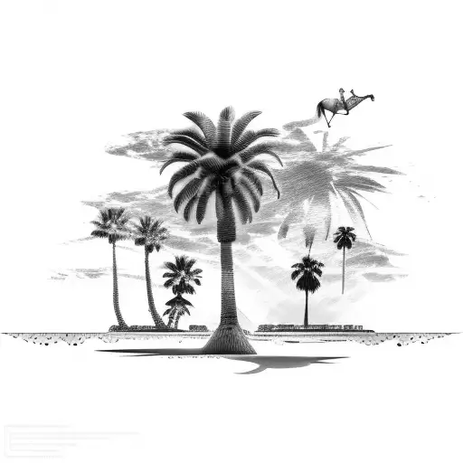 Palm Tree With Cowboy Boots At The Base